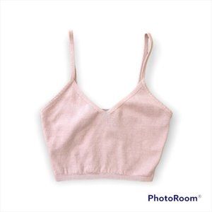Sky and Sparrow Pink Knit Crop Tank Top